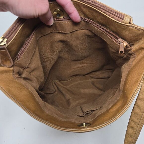 GREAT AMERICAN LEATHER WORKS Shoulder Bag Caramel Brown Purse Soft Boho Embossed - Picture 16 of 16